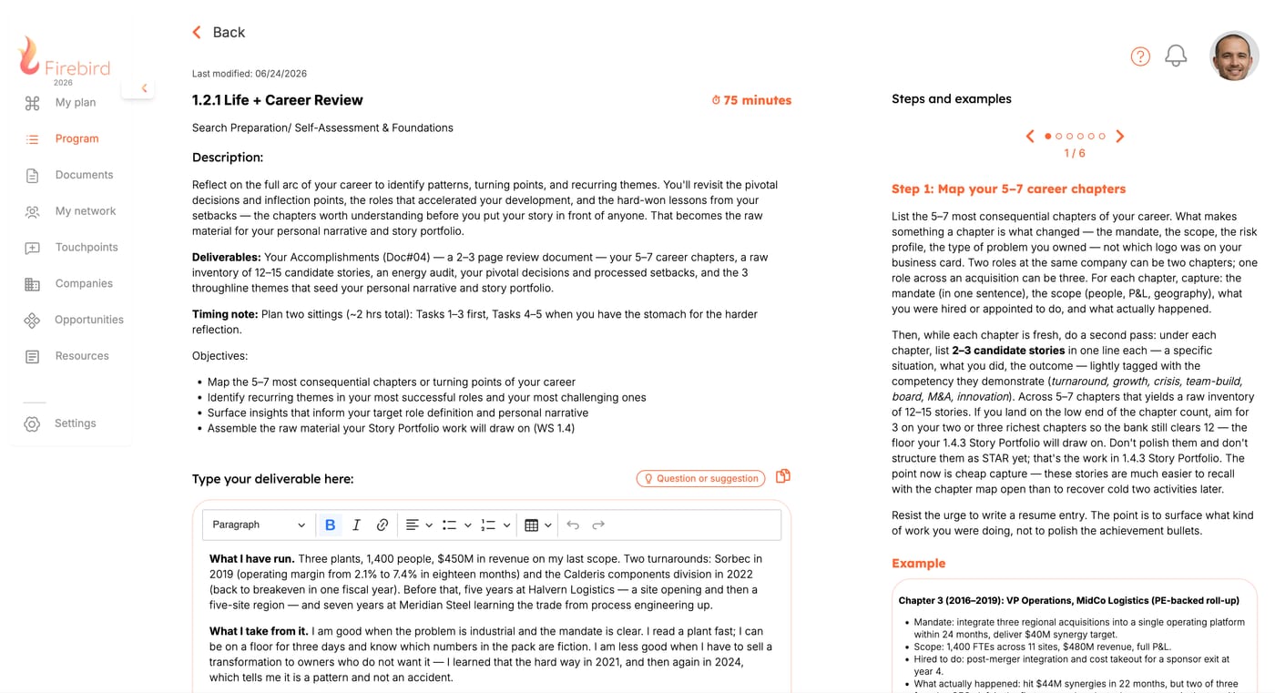 Firebird deliverable editor — a program task with your draft and step-by-step examples